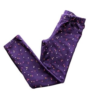 Cat & Jack Girls Purple Polka Dot Leggings Joggers Cotton Casual Size 5T